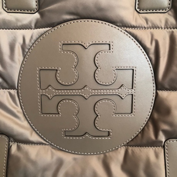 Tory Burch Ella Mini Taupe Puffer Bag. NWOT Approx 13” W x 10” H. Handle drop 8” - Picture 3 of 12